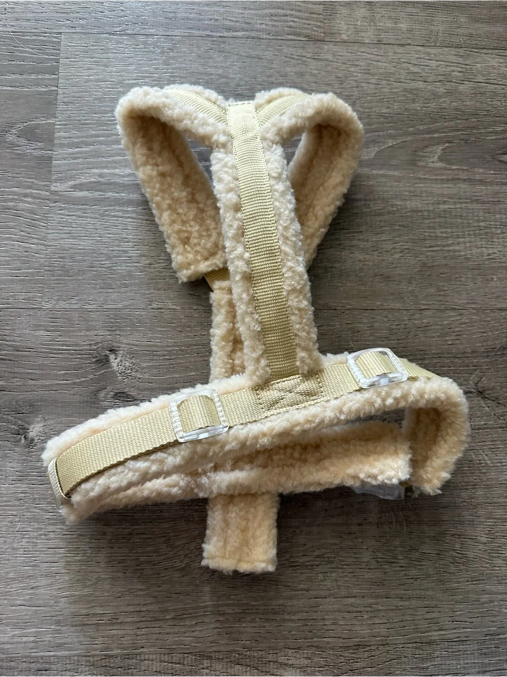 Plush Cream Padded Dog Harness — Soft Sherpa Comfort size L